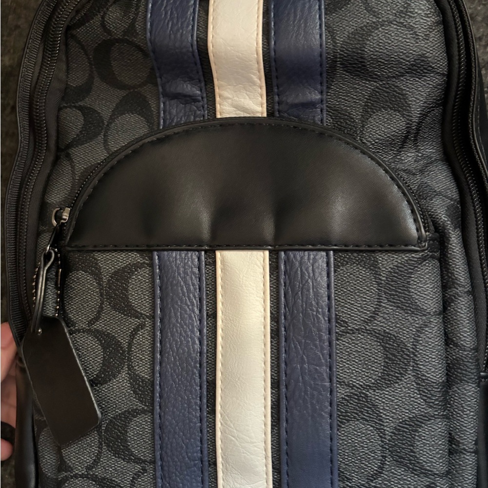 Coach Black and Blue Patterned Backpack